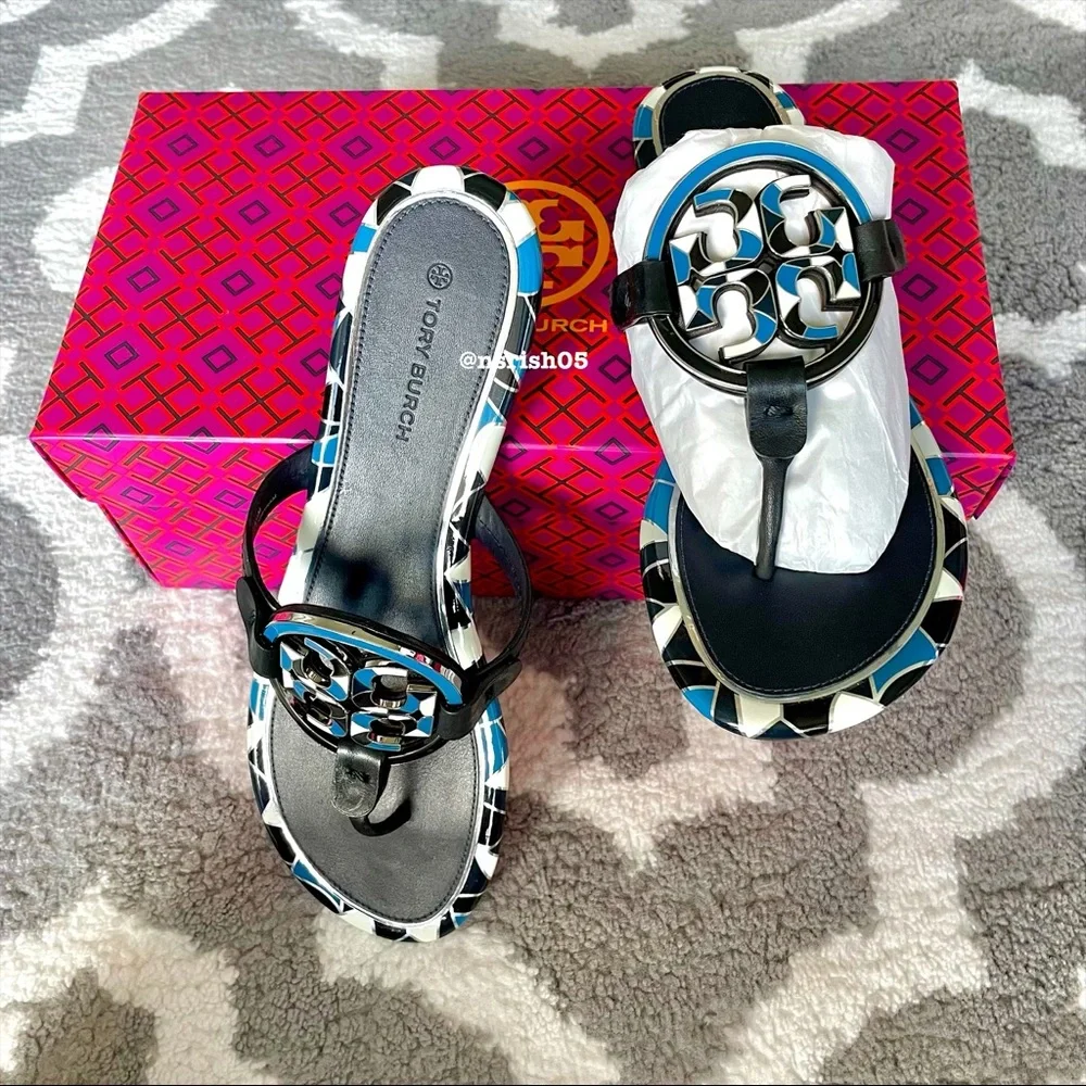 ☀️NEW☀️TORY BURCH Miller Sandals Enamel Black 8.5 - Picture 10 of 12